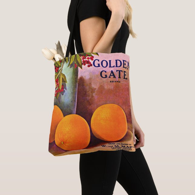 Bolso De Tela Etiqueta de caja de la marca Golden Gate de los añ (Detalle)