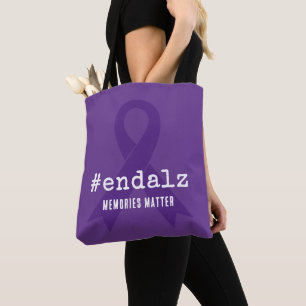 Bolso De Tela Etiqueta de Concienciación sobre el Alzheimer Fin