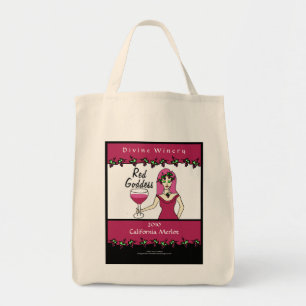 Bolso De Tela Etiqueta de encargo del vino de la diosa roja de