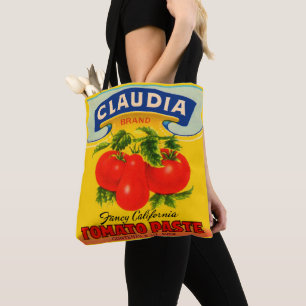 Bolso De Tela Etiqueta de pasta de tomate Claudia de los años 30