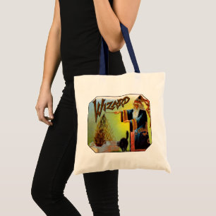 Bolso De Tela Etiqueta de puro vintage, Mago Mágico con gato neg