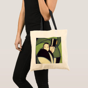 Bolso De Tela Etiqueta de tapa de verdura vintage, romance art d
