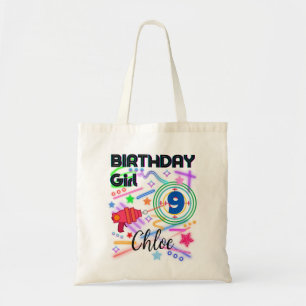 Bolso De Tela Etiqueta láser Chica de cumpleaños Fiesta colorido