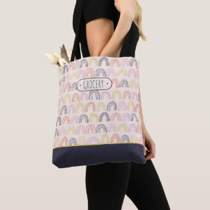 Bolso De Tela Etiqueta personalizado Cute Boho Rainbow Grocery T