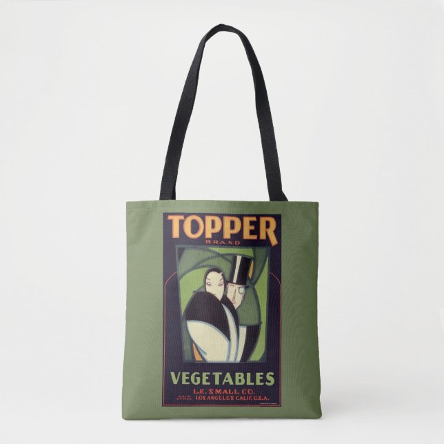 Bolso De Tela Etiqueta Vegetable de topper, romance Art Déco (Anverso)