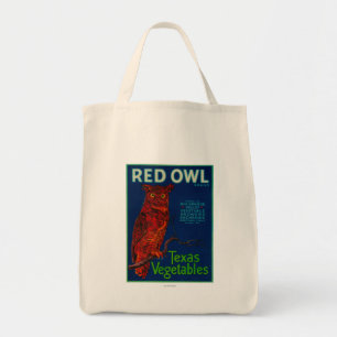 Bolso De Tela Etiqueta vegetal del búho rojo