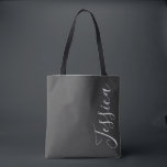 Bolso De Tela Etiquetas de nombres verticales en blanco y negro<br><div class="desc">Etiquetas de nombres verticales en blanco y negro personalizado. Nombre vertical Tote personalizado Regalos perfectos para ducha de novias ,  Boda ,  regalo perfecto para dama de honor . Personalizar cambiando el nombre.</div>