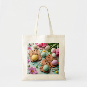 Bolso De Tela Etiquetas rústicas de madera con huevos de Pascua