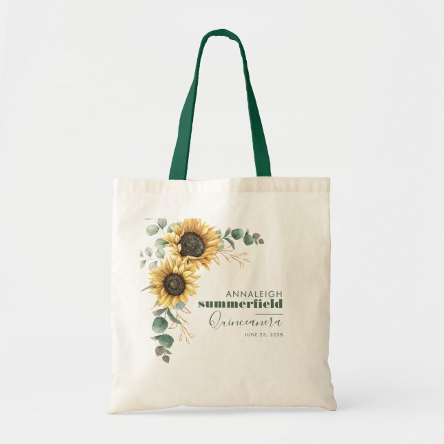 Bolso De Tela Eucalipto 15º cumpleaños Quinceanera (Frente)