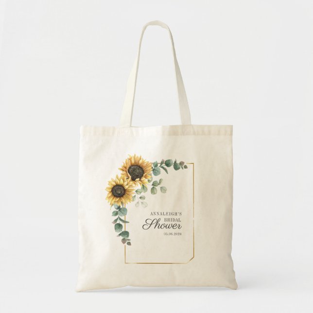 Bolso De Tela Eucalipto de girasol deja ducha de novia manuscrit (Frente)