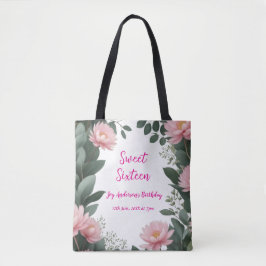 Bolso De Tela eucalipto verde de flor rosa vintage 16 años