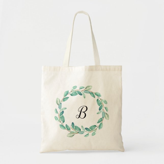 Bolso De Tela Eucalipto verde personalizado (Frente)
