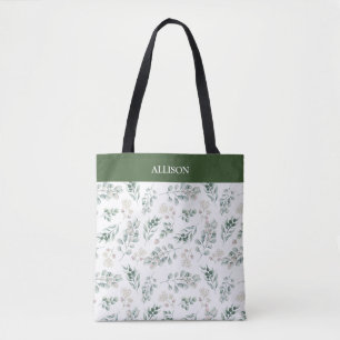 Bolso De Tela Eucalipto verde sabio moderno personalizado