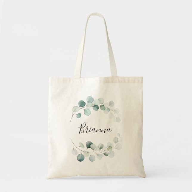 Bolso De Tela Eucalipto Verde Verano Foliage Bridesmaid (Frente)