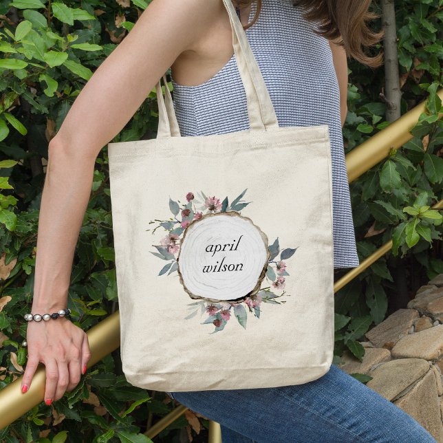 BOLSO DE TELA EUCALIPTUS FLORAL DE MADERA RÚSTICA (Subido por el creador)