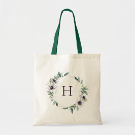 Bolso De Tela Eucalyptus Anemone Floral Wreath Monograma