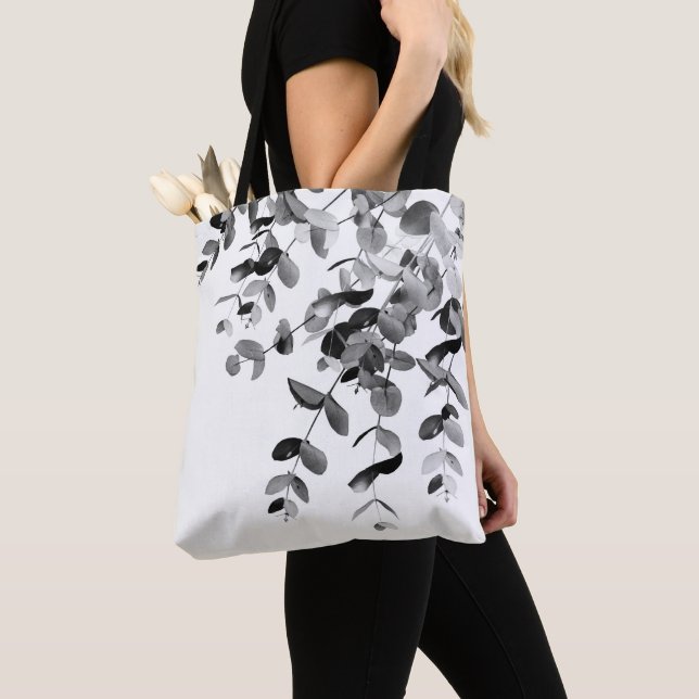 Bolso De Tela Eucalyptus Delight Blanco y Negro #1 #folliage #ar (Detalle)