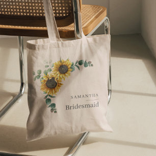 Bolso De Tela Eucalyptus Floral Sunflower Bridesmaid Favor