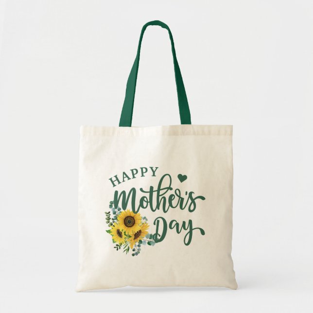 Bolso De Tela Eucalyptus girasol Feliz Día de la Madre (Frente)