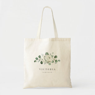 Bolso De Tela Eucalyptus Greenery blanquecina floral y dama de h