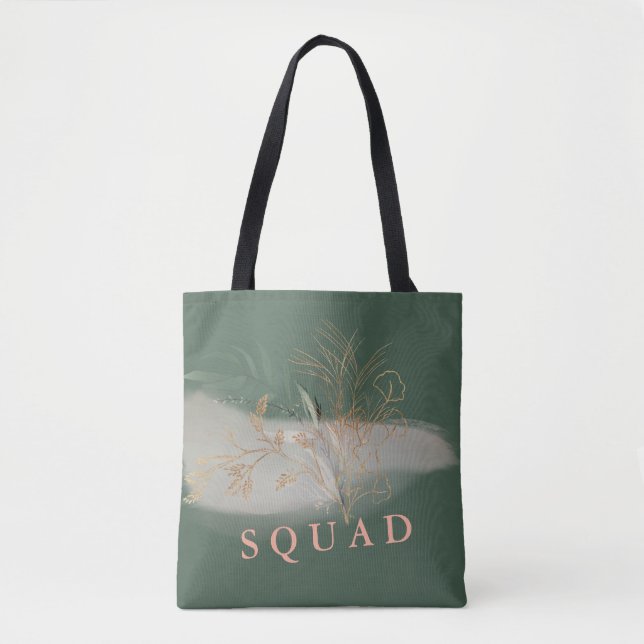 Bolso De Tela Eucalyptus Greenery Moderno Resumen Ducha Bridal (Anverso)