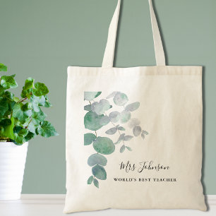 Bolso De Tela Eucalyptus Greenery Teacher's