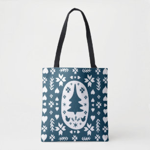 Bolso De Tela Europe Merry Christmas folk doodle art con primero