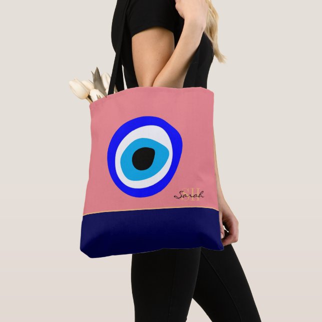 Bolso De Tela Evil Eye Talisman y Arabic Amulet Bag / Greek Char (Detalle)
