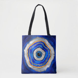 Bolso De Tela Evil Eye Watercolor agate and gold