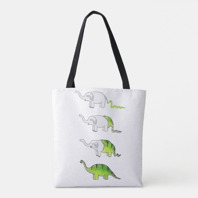 Bolso De Tela evolución de elefantes a los dinosaurios (Reverso)