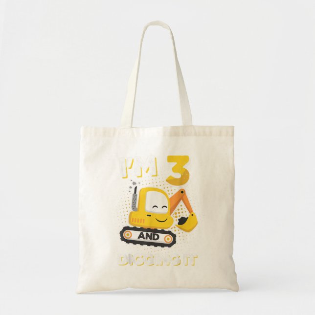 Bolso De Tela Excavadora de 3 años cavando niños 3er birt (Frente)