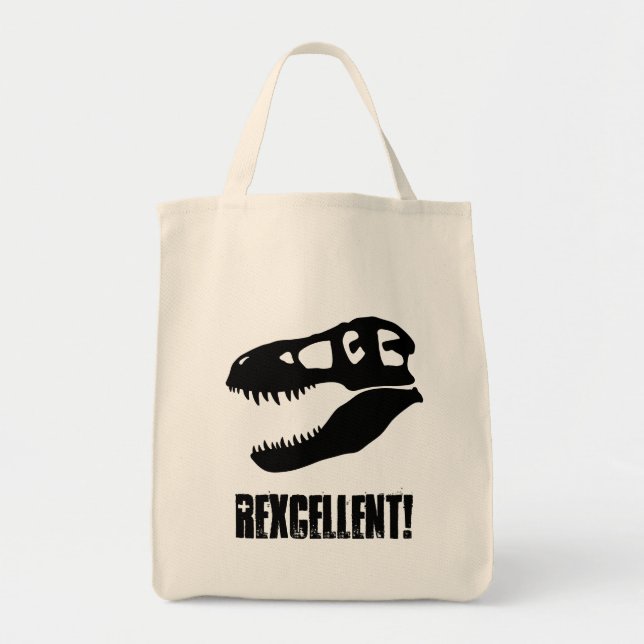 Bolso De Tela "¡Excelente!" Cráneo de dinosaurio T. rex (Frente)