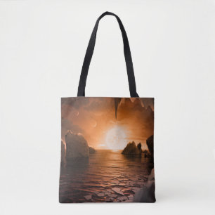 Bolso De Tela Exoplanet Trappist-1f Desde Su Lado De La Noche De