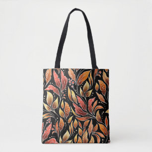 Bolso De Tela Exótico de la Pasionaria: Vintage floral negro