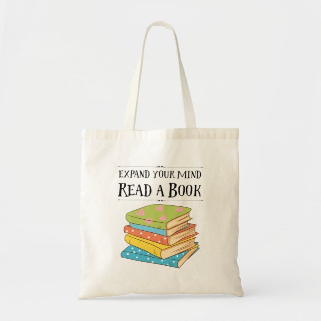 Bolso De Tela Expande su mente... lea un libro (Frente)