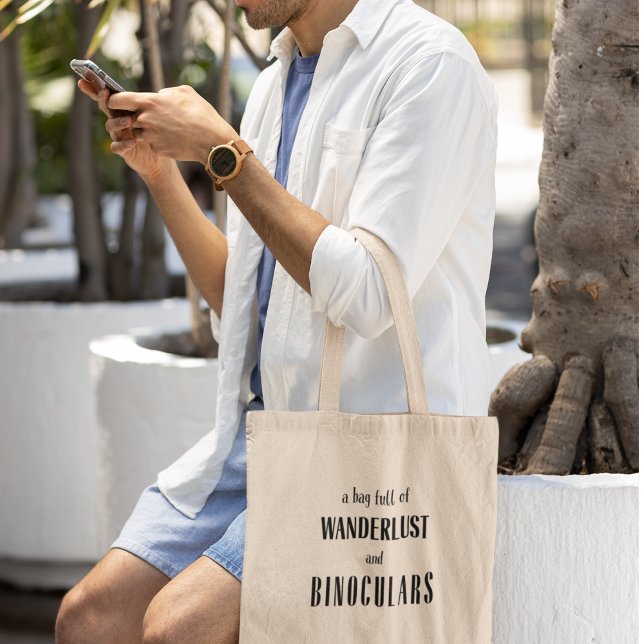 Bolso De Tela Explora con Wanderlust y Binoculars Adventure (Shop now and let your wanderlust take flight! )