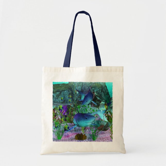 Bolso De Tela Exploración Tiburones 3D (Frente)