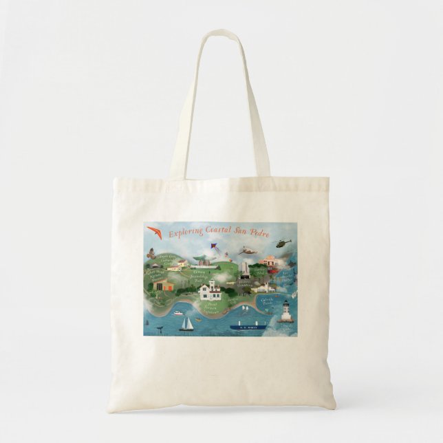 Bolso De Tela Explorando el Ilustracion costero de San Pedro (Frente)