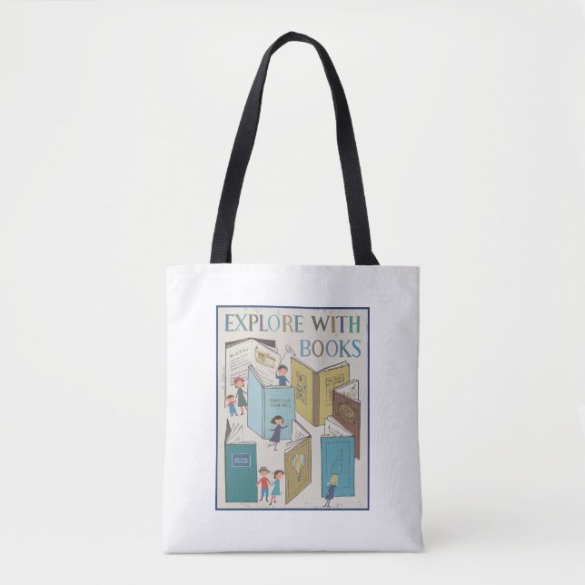 Bolso De Tela Explorar con libros (Anverso)