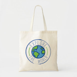 Bolso De Tela explorar el pegatina de viajes del mundo