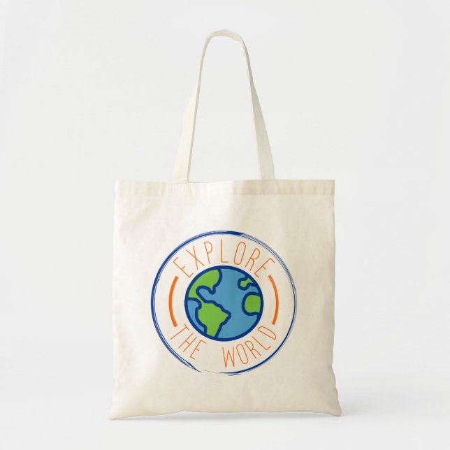 Bolso De Tela Explore the world travel sticker (Frente)