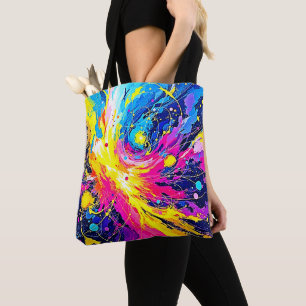 Bolso De Tela Explosión Cósmica: Arte de Salpicaduras Vibrantes