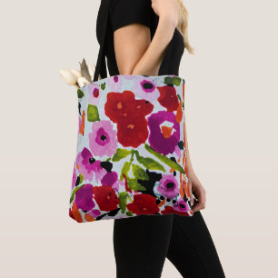Bolso De Tela Explosión de Color Audaz Flores Acuarela Nupcial