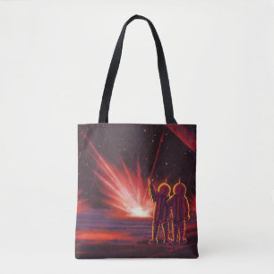 Bolso De Tela Explosión del planeta rojo de ciencia ficción vint