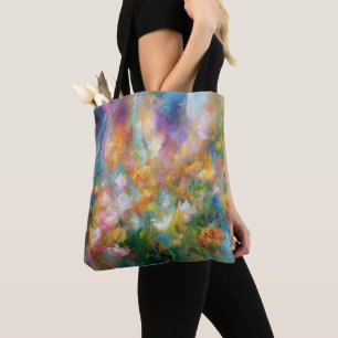 Bolso De Tela Explosión floral cósmica abstracta en colores past