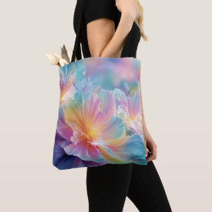 Bolso De Tela Explosión floral cósmica abstracta en pasteles