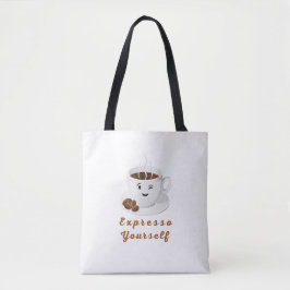 Bolso De Tela Exprésate – Camiseta Divertida de Café Sonriente