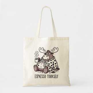 Bolso De Tela Exprésate con Humor Alce Dormilón Amante del Café