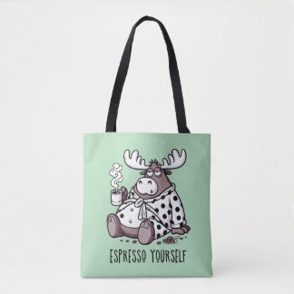 Bolso De Tela Exprésate con Humor Alce Dormilón Amante del Café