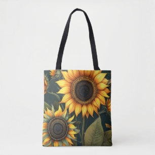 Bolso De Tela expresión artística de flores de sol impresionista
